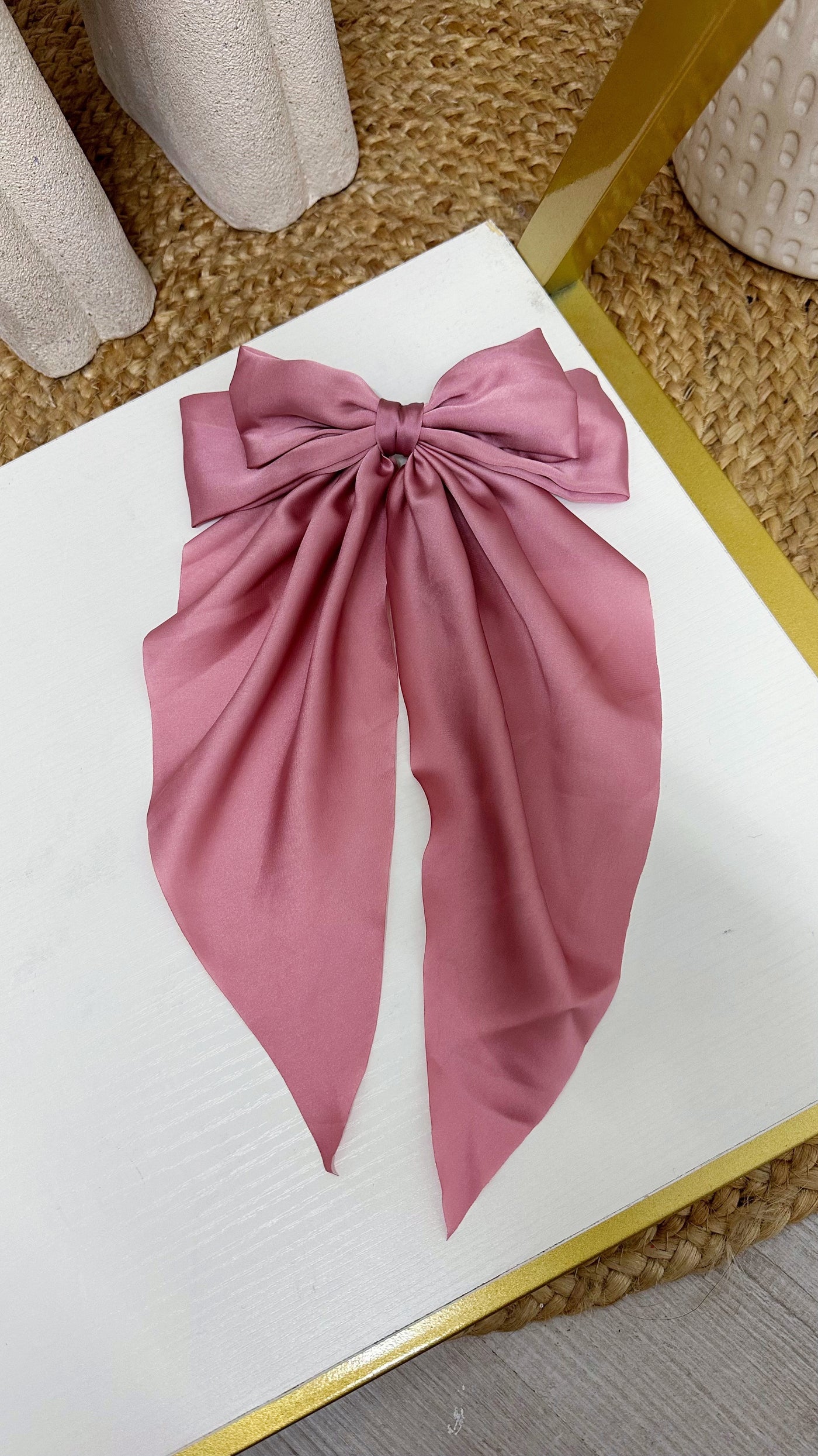 Satin Hair Bow - BLUSH PINK