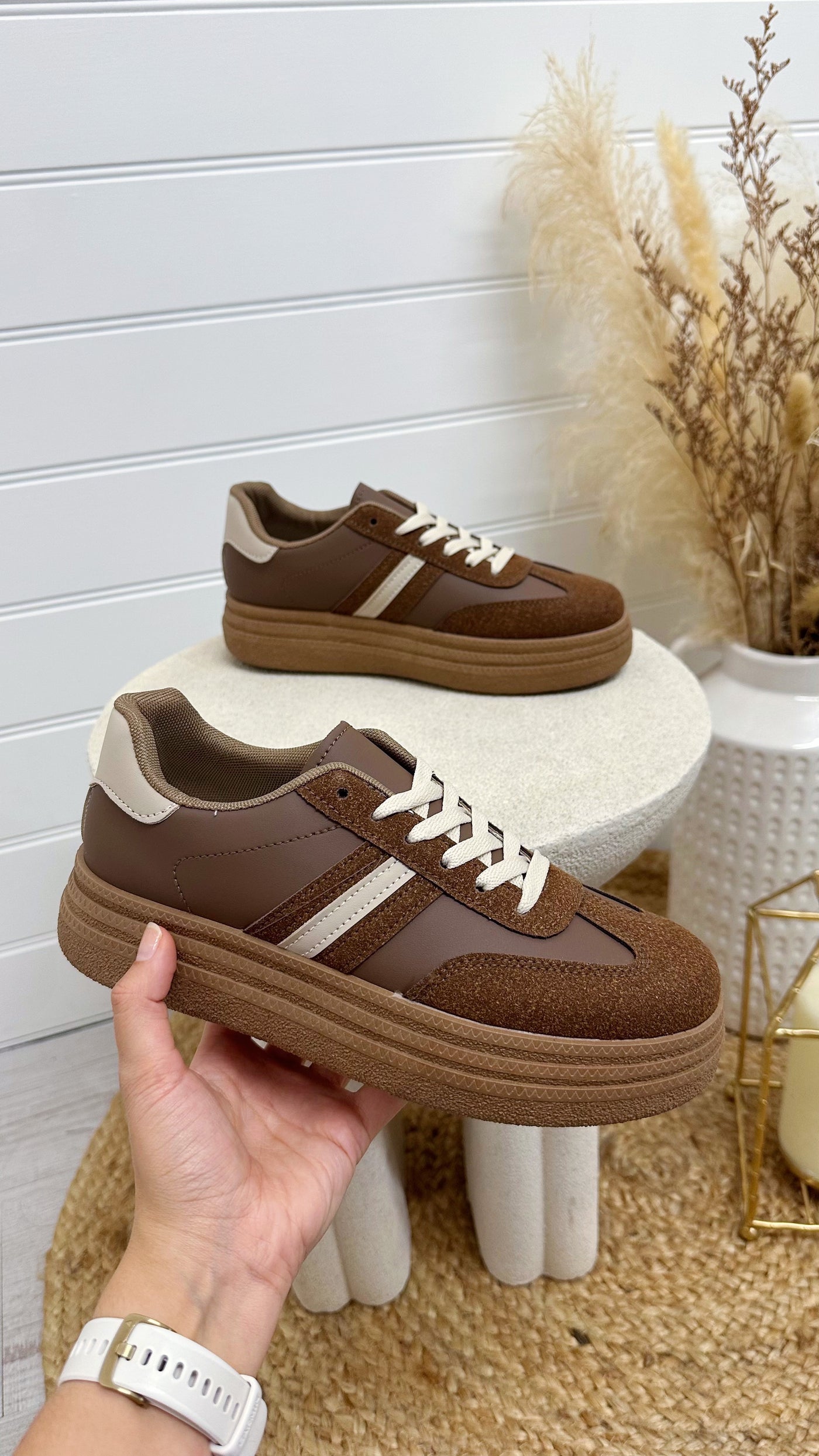 Gum Sole Chunky  Platform Trainers - BROWN