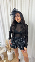 Puff Ball Polka Dot Shorts - BLACK
