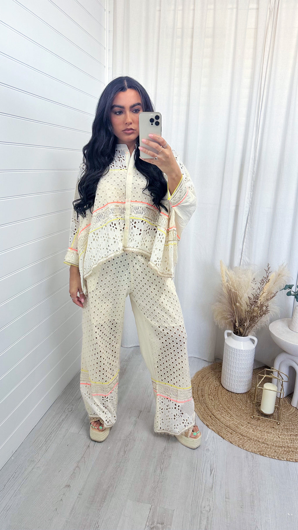 Embroidery Anglaise Boho Top and Trousers Co-Ord