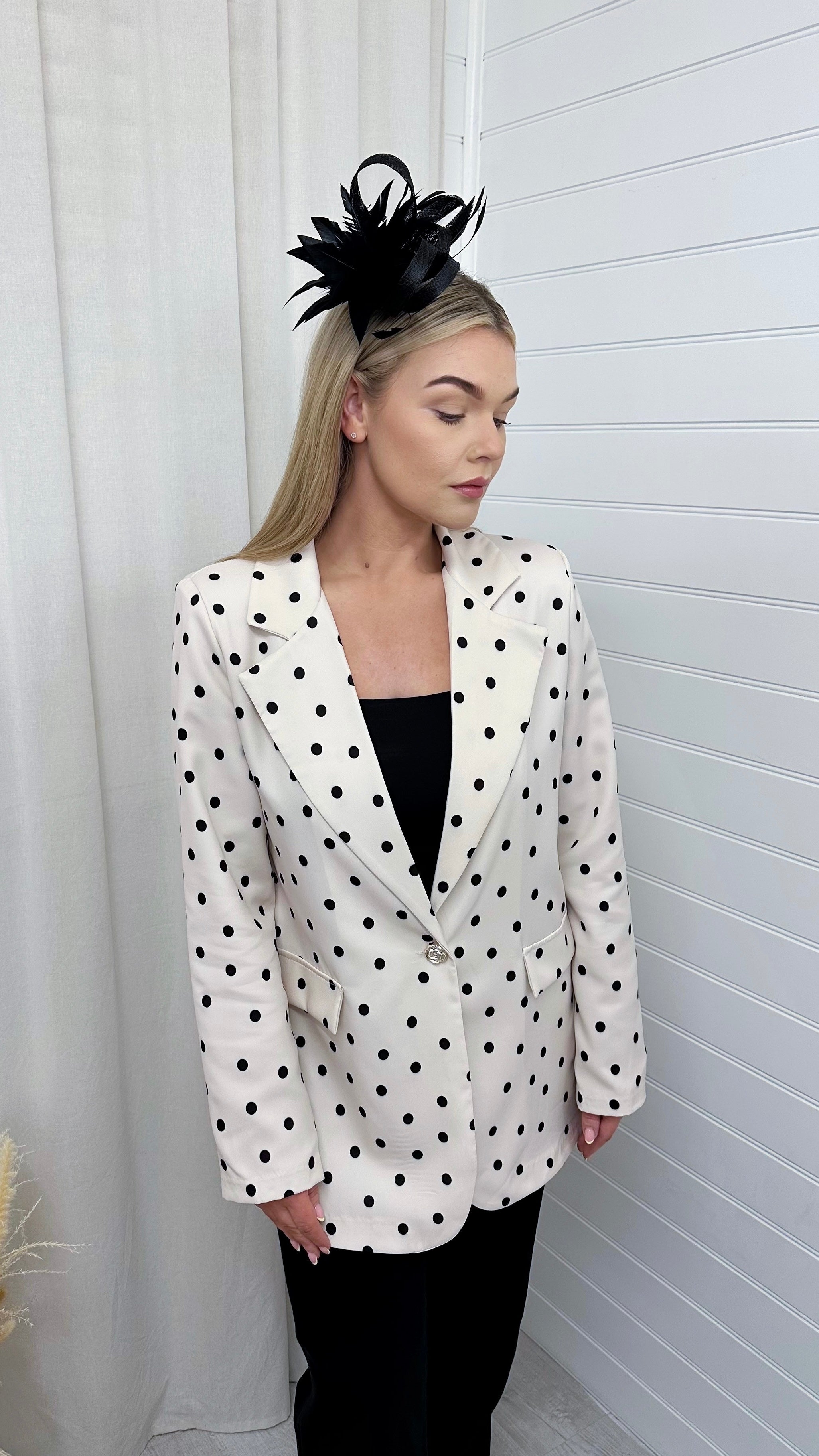 Polka Dot Boyfriend Blazer - CREAM