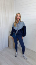 Gingham Puff Ball Jacket - NAVY