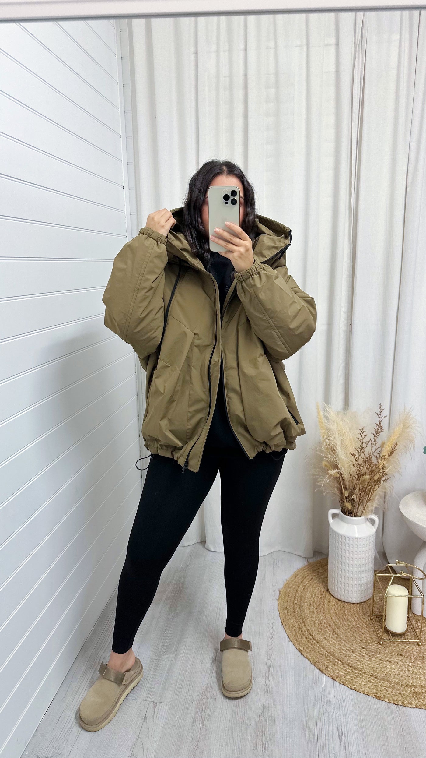 Hooded Oversized Waterproof Jacket - TAN