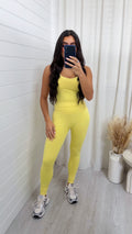 Criss Cross Bralette and Leggings Gym Co-Ord - LEMON