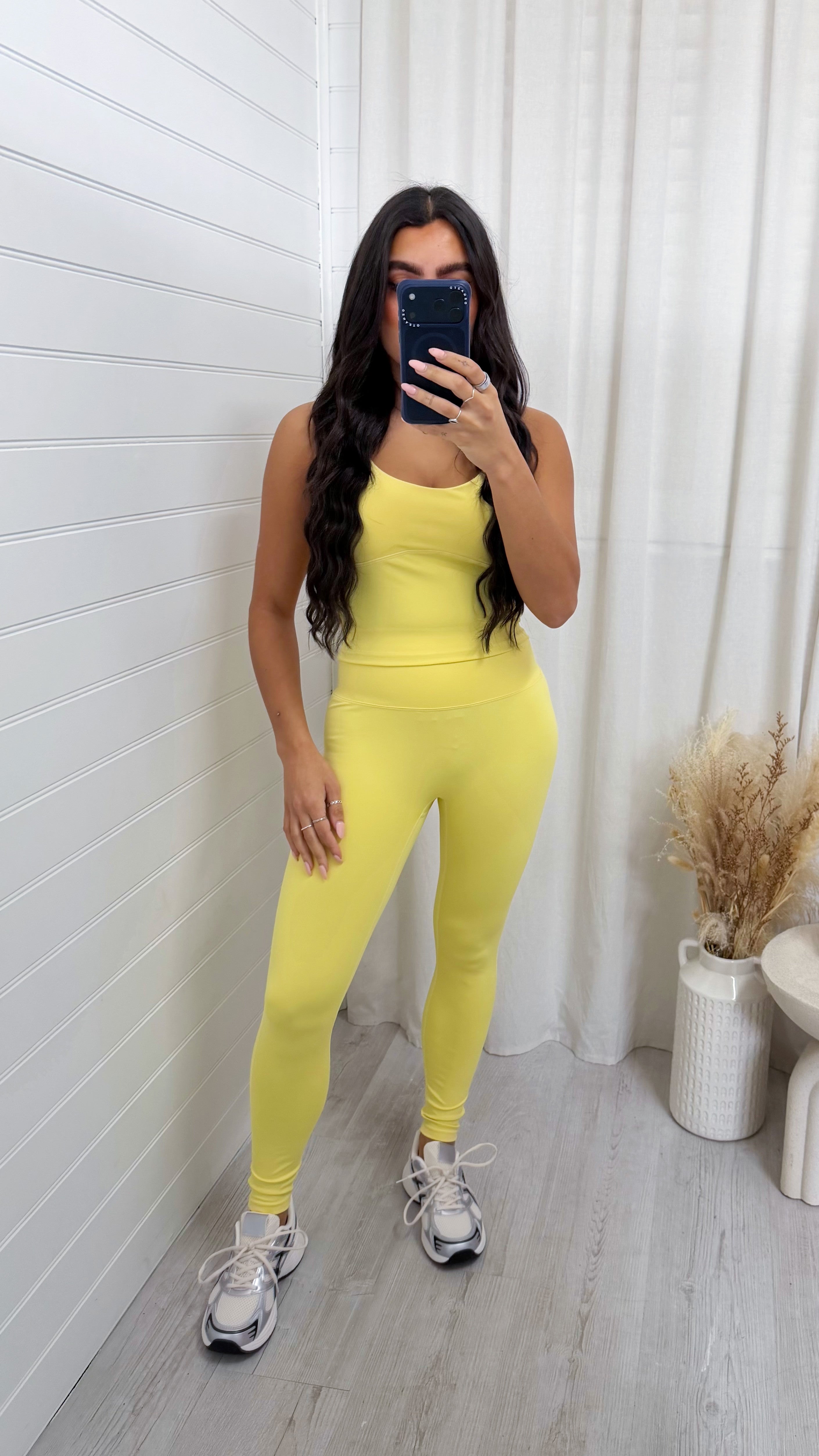 Criss Cross Bralette and Leggings Gym Co-Ord - LEMON