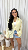 Pinstripe Oversized Cotton Shirt - LEMON