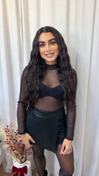 Shimmery Mesh Bodysuit - BLACK