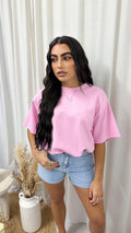 Short Sleeve Gathered Crop T-Shirt - PINK