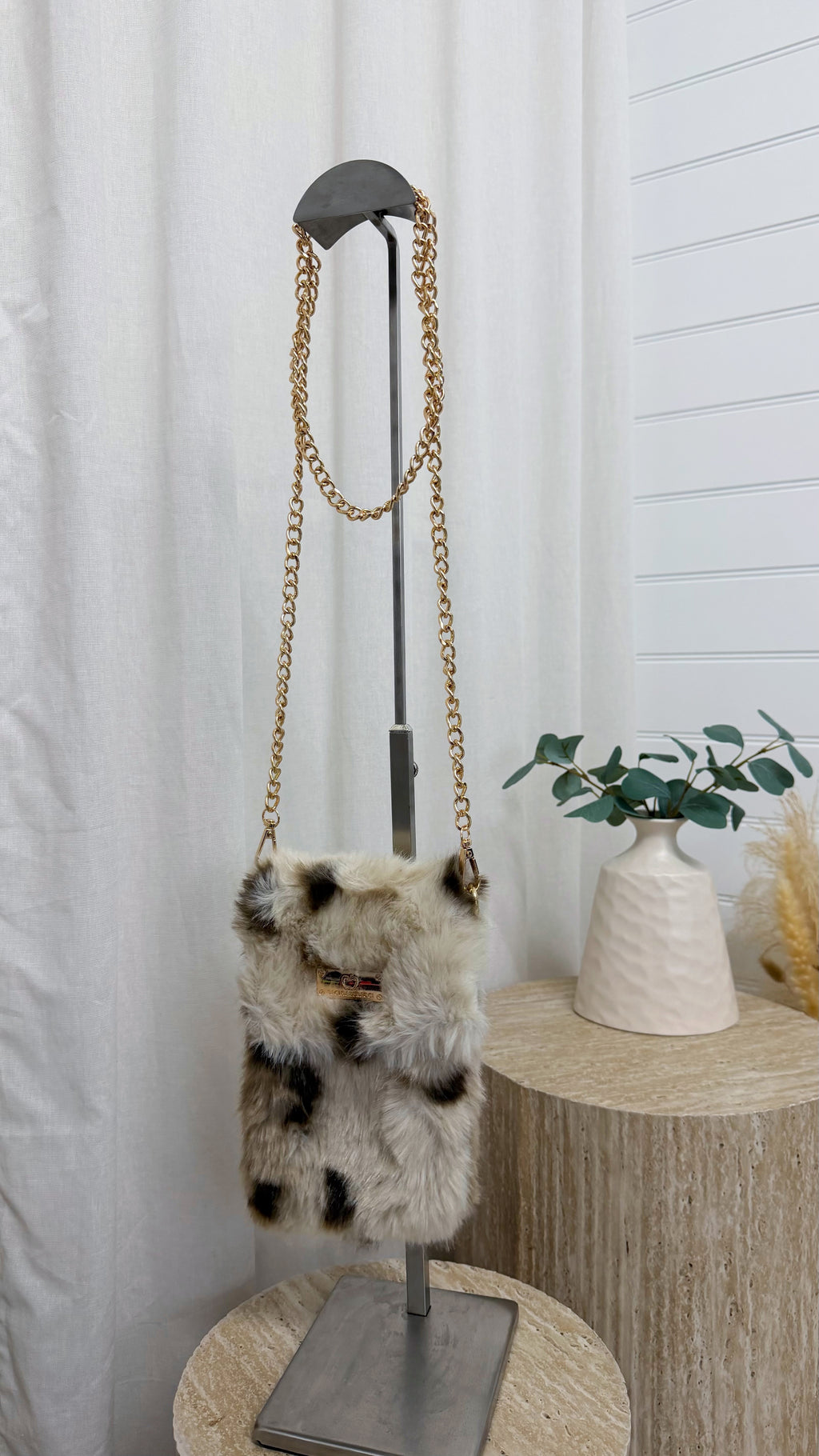 Speckled Faux Fur Mini Bag - CREAM