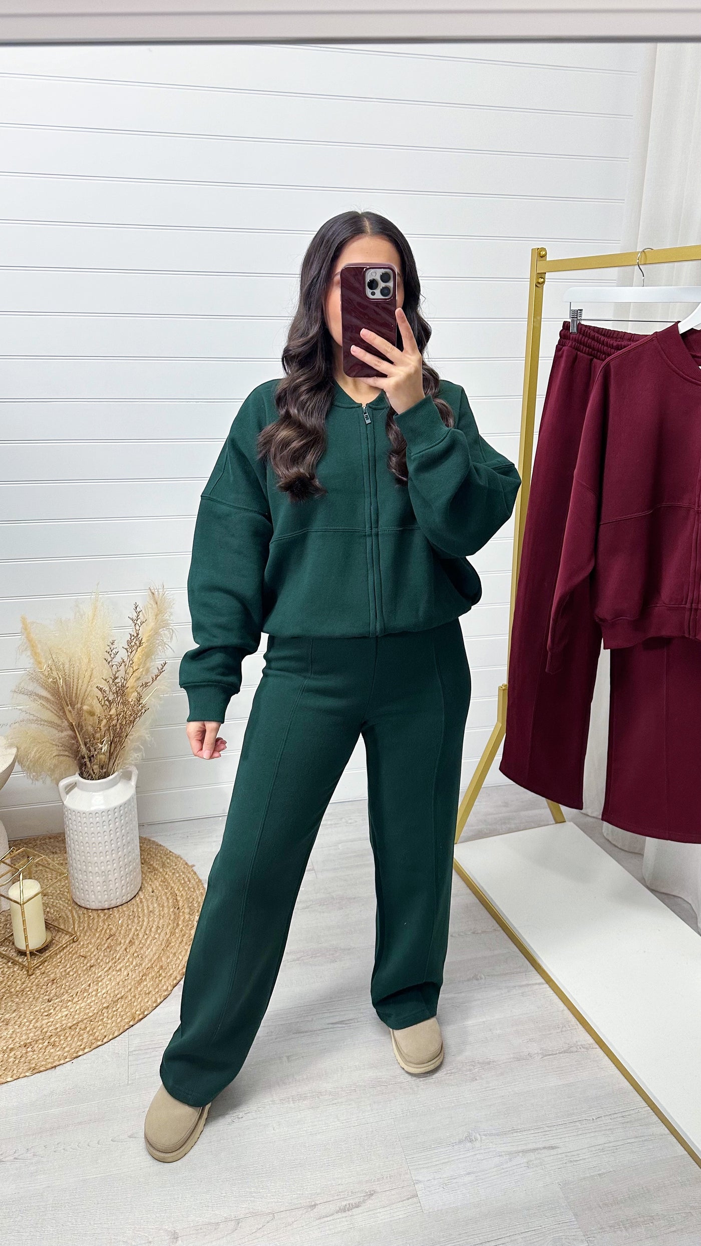 Bomber Jacket and Seam Front Joggers Tracksuit - FOREST GREEN