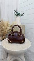 Structured Dome Handbag - COFFEE BROWN