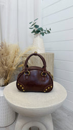 Structured Dome Handbag - COFFEE BROWN