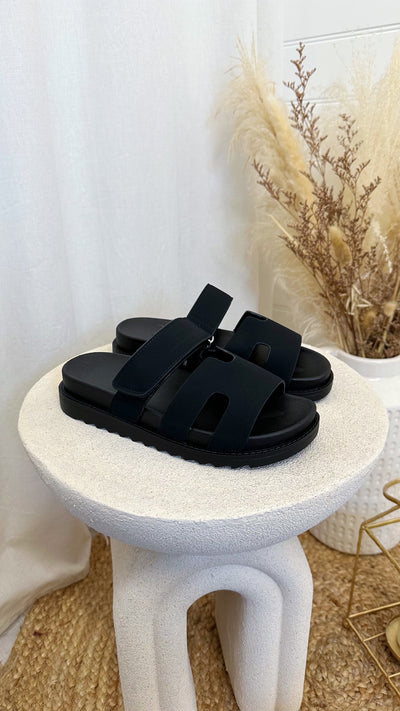 Inspired Chunky Sole Sandals - BLACK