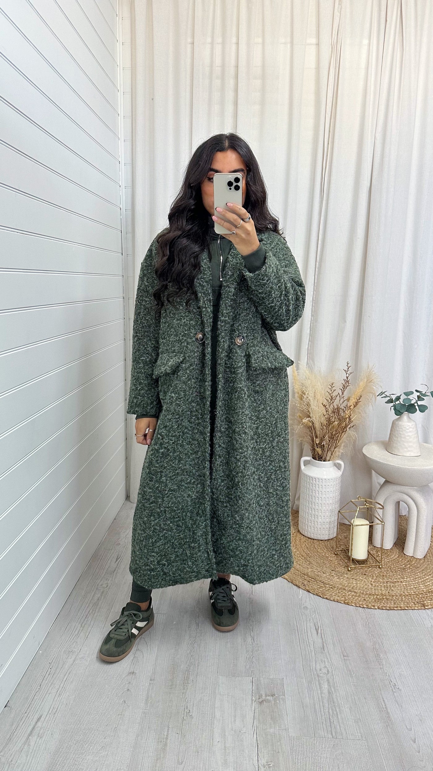 Soft Mohair Duster Coat - KHAKI