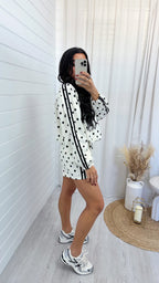 Retro Stripe Polka Dot Jacket and Shorts Co-Ord - CREAM
