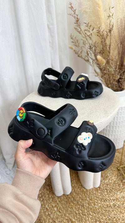 Retro Cloud Foam Sandals - BLACK