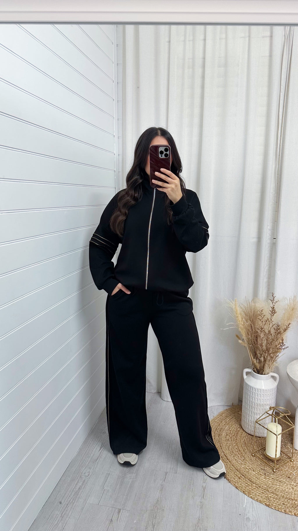 Gold Embroidered Bomber Jacket and Joggers Tracksuit - BLACK