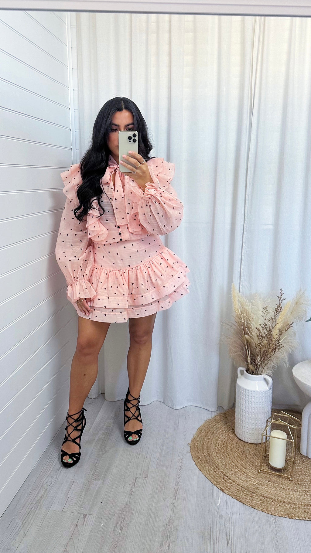 Love Heart Shirt and Skirt Co-Ord - PEACH