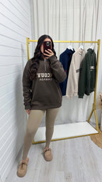 Vancouver Embroidered Half Zip Sweatshirt - BROWN