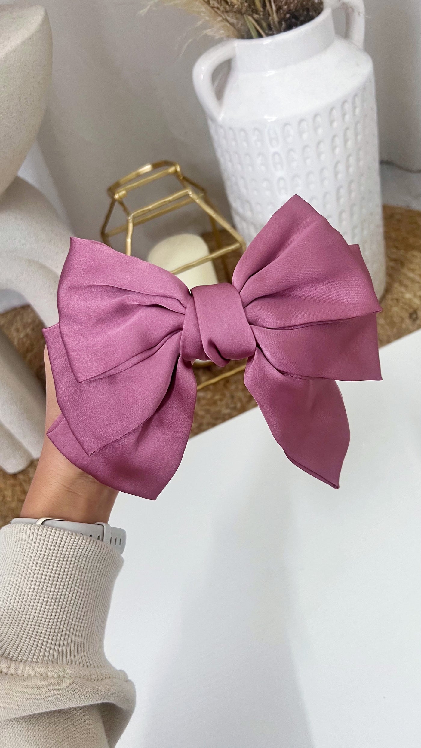 Large Hair Bow - DUSTY PINK