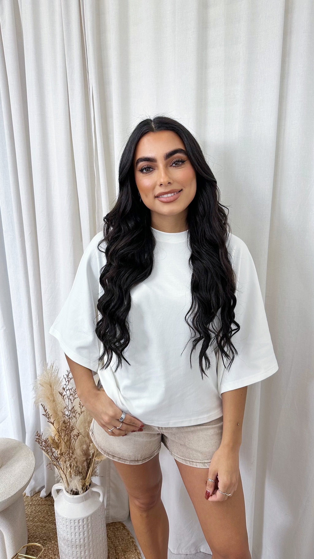 Box Sleeve Soft Cotton T-Shirt - WHITE