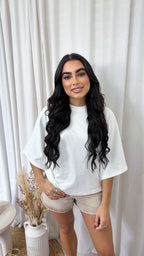 Box Sleeve Soft Cotton T-Shirt - WHITE