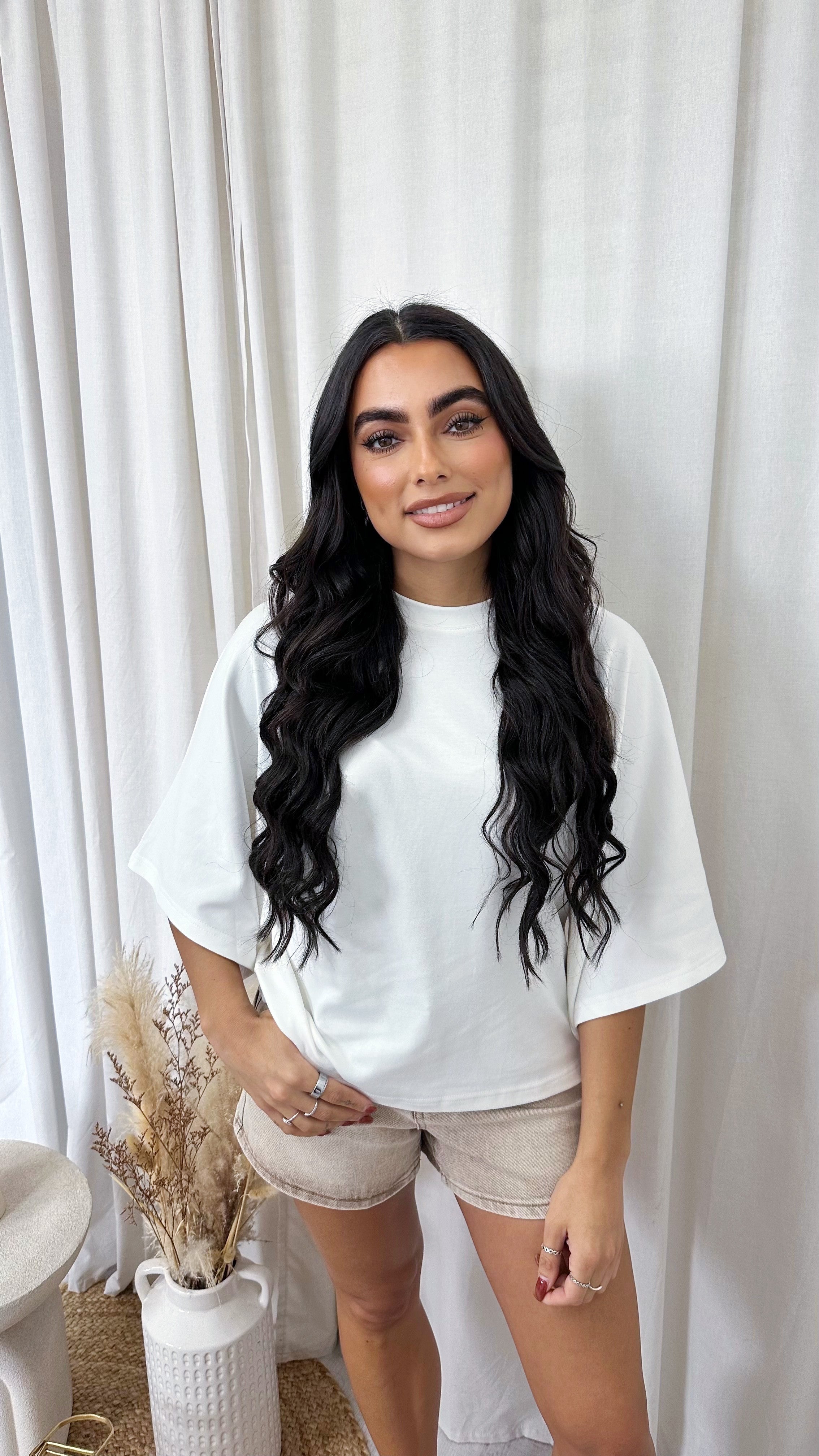 Box Sleeve Soft Cotton T-Shirt - WHITE