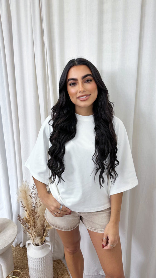 Box Sleeve Soft Cotton T-Shirt - WHITE
