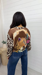 Leopard Graphic Bomber Jacket