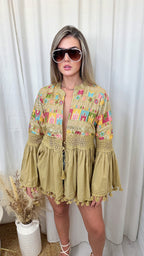 Multicolour Sequin Tassel Jacket - BEIGE