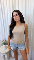 Soft Ribbed Vest Top - TAUPE