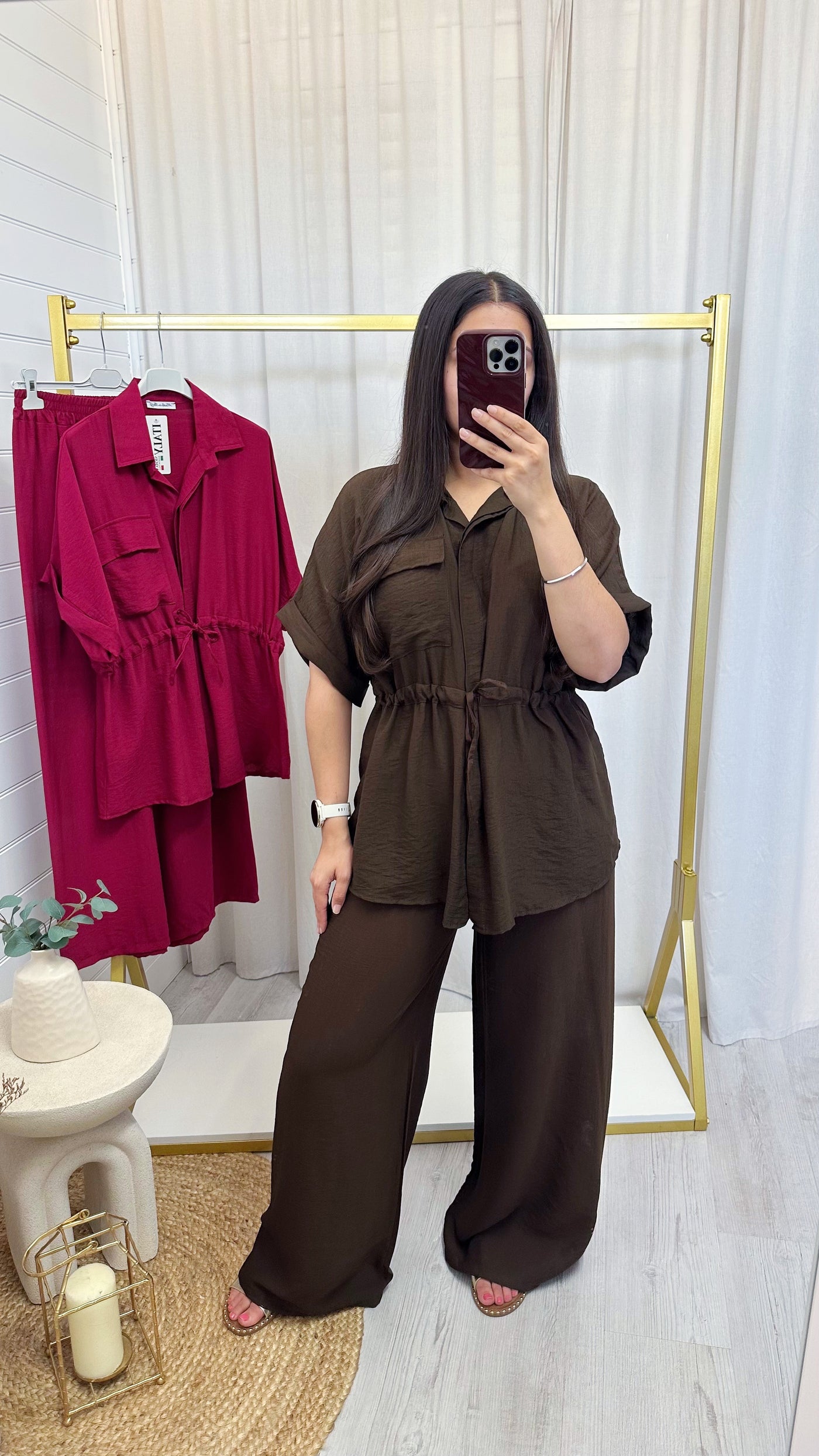 Shacket and Trousers Co-Ord - BROWN
