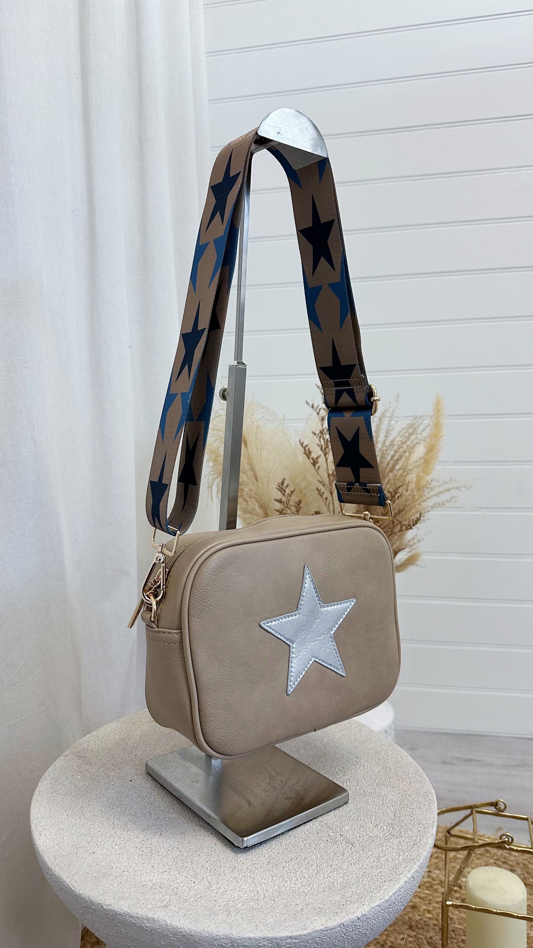 Star Embroidered Cross Body Bag - BEIGE – Altoria