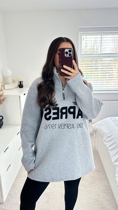 Apres Ski Resort Half Zip Sweatshirt - GREY