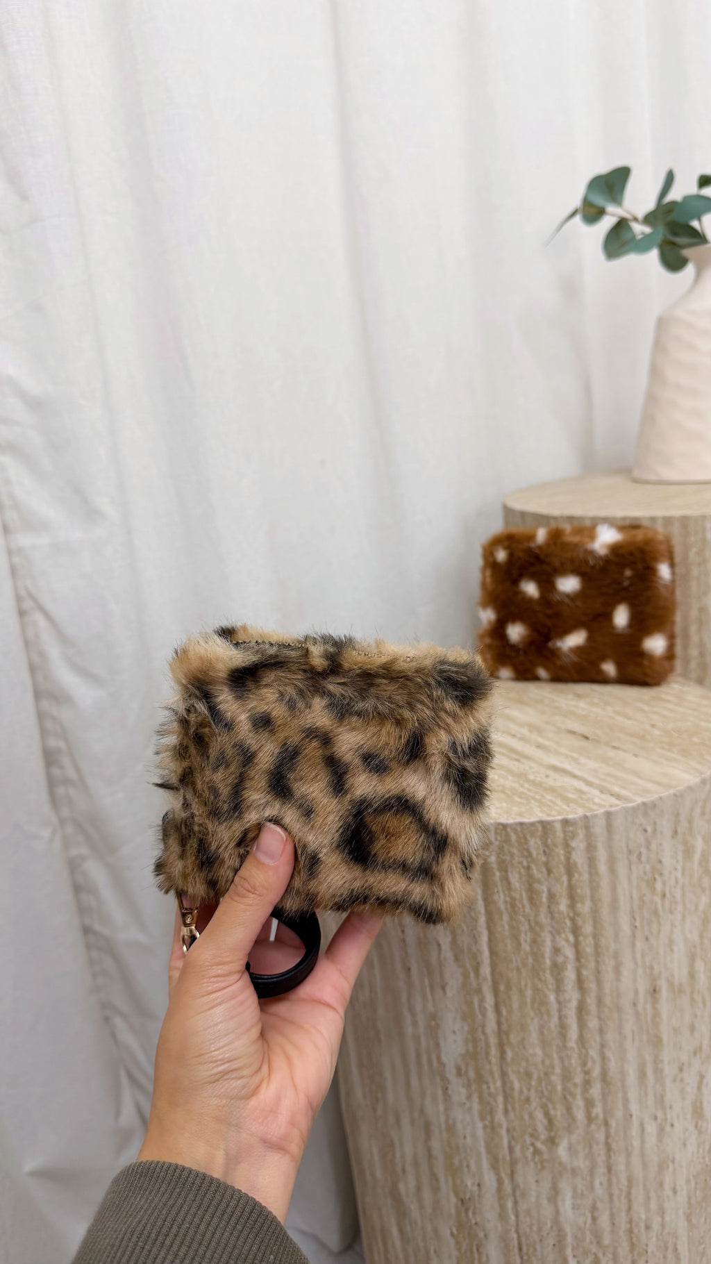 Leopard Print Faux Fur Purse