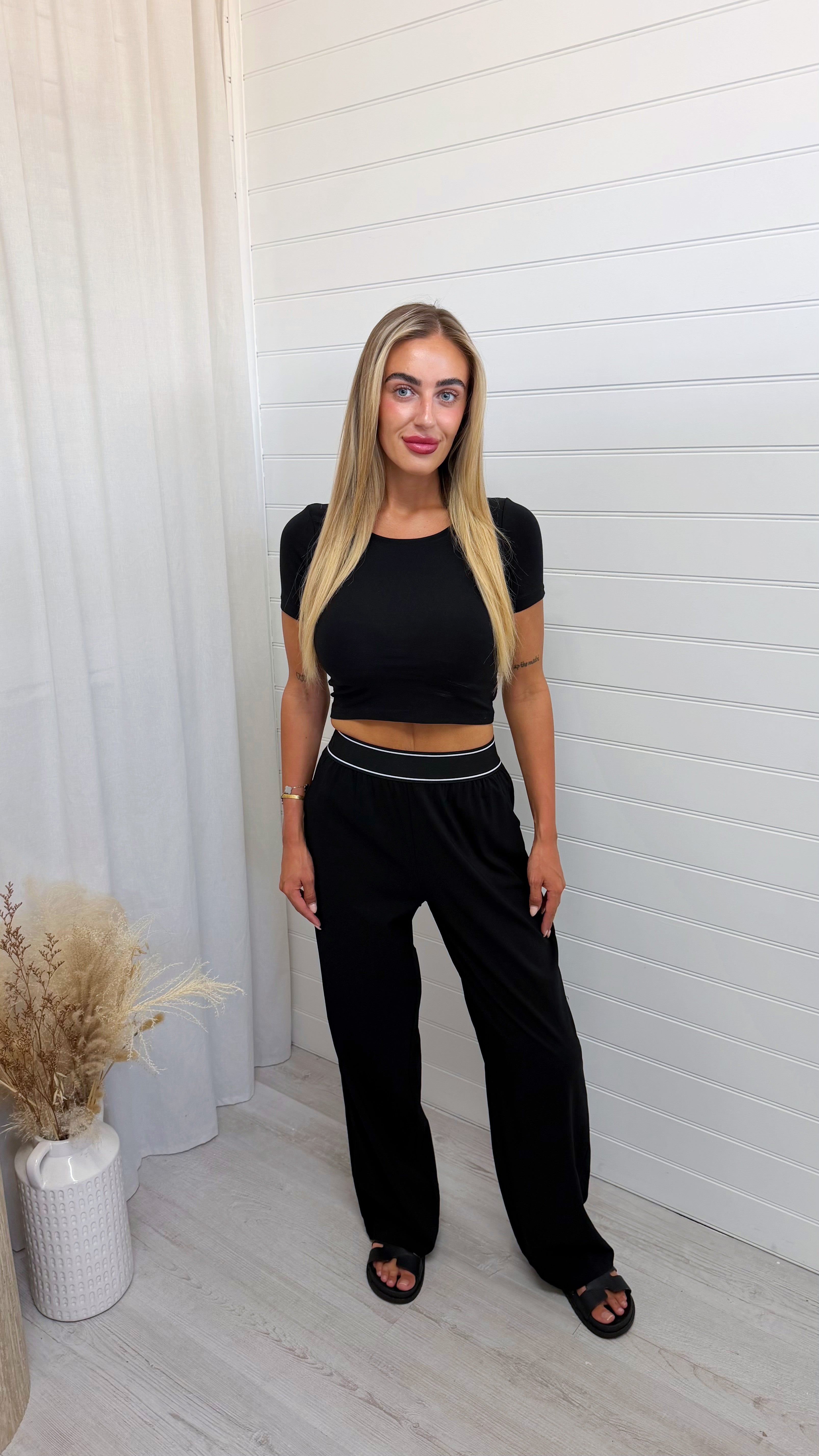 Boxer Waistband Stretchy Trousers - BLACK