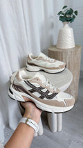 Suede Mesh Insert Trainers - BEIGE/BROWN