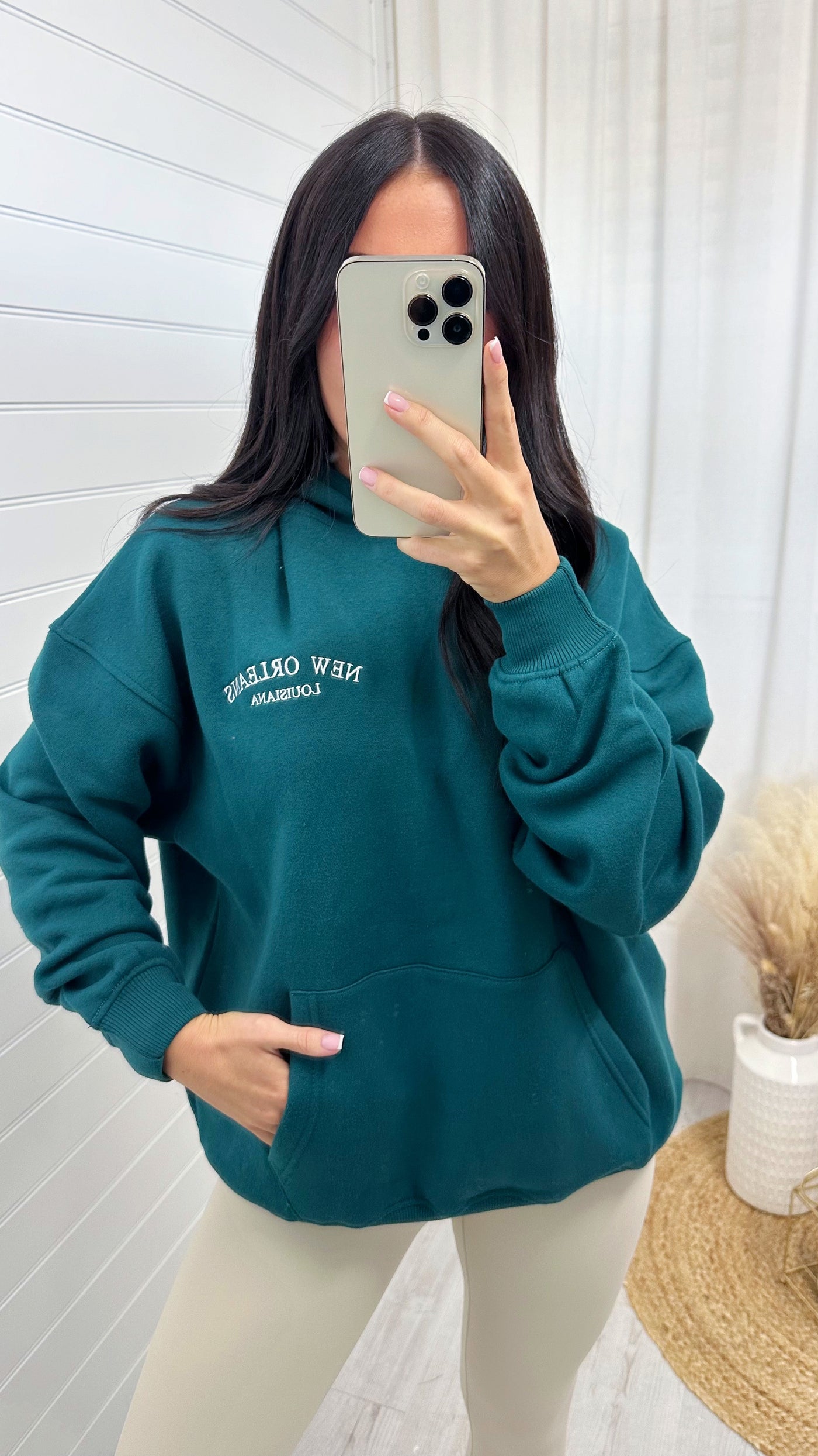 New Orleans Embroidered Hoodie - TEAL