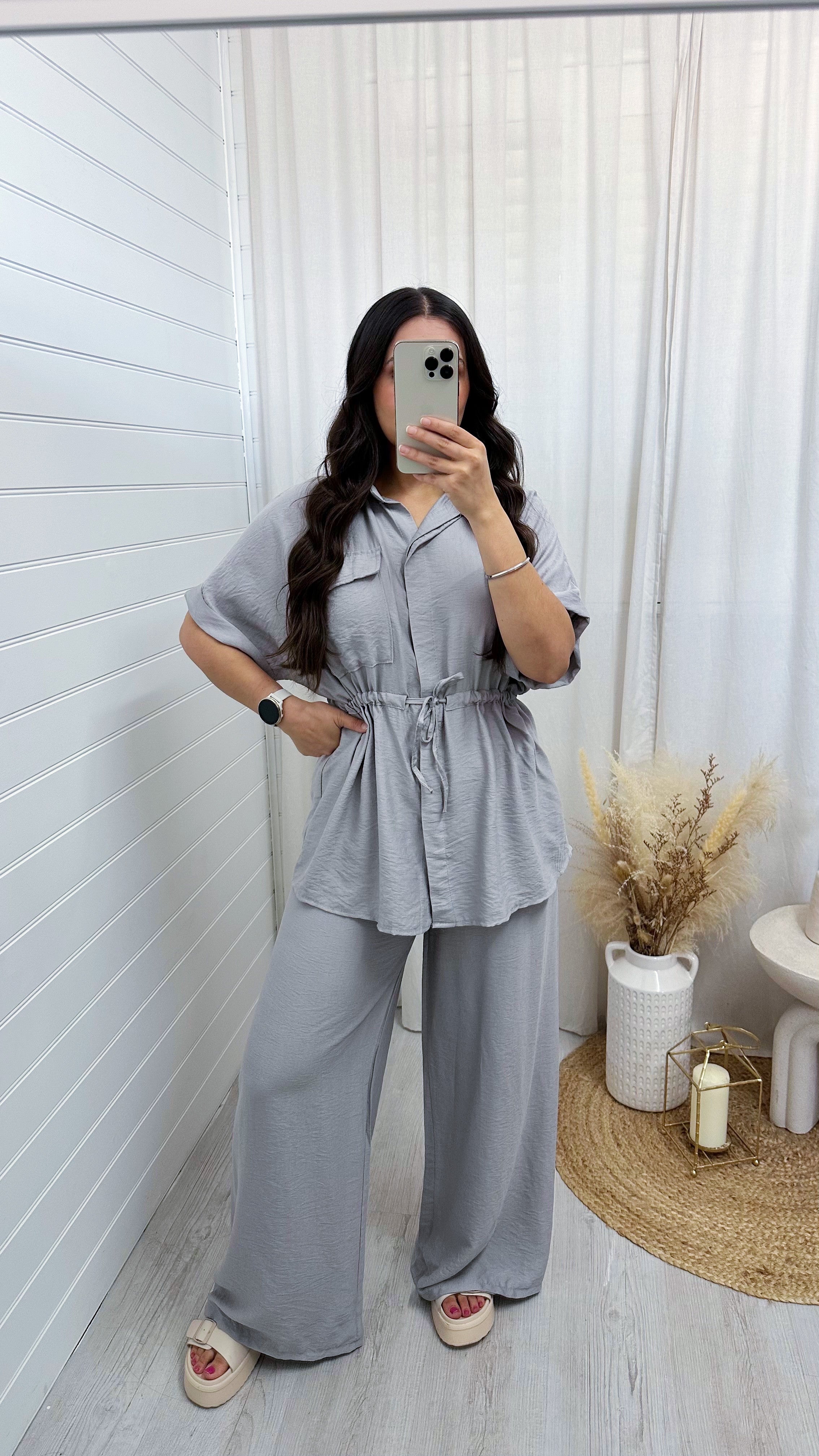 Shacket and Trousers Co-Ord - LIGHT GREY