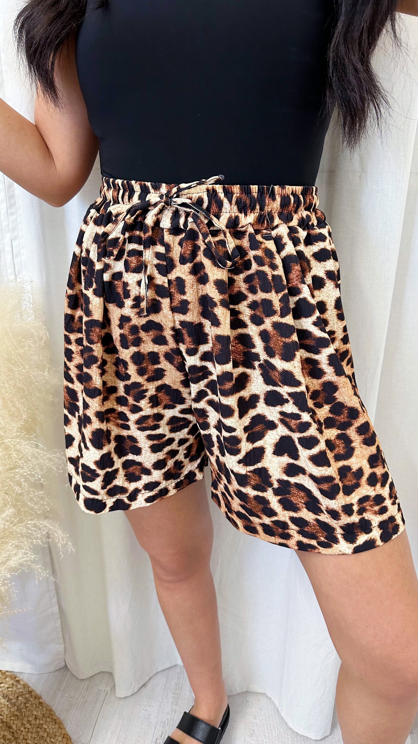 Leopard Print Baggy Shorts - DARK LEOPARD