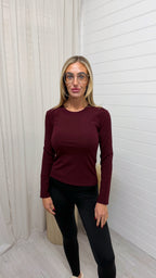 Thermal Long Sleeve Basic Top - WINE