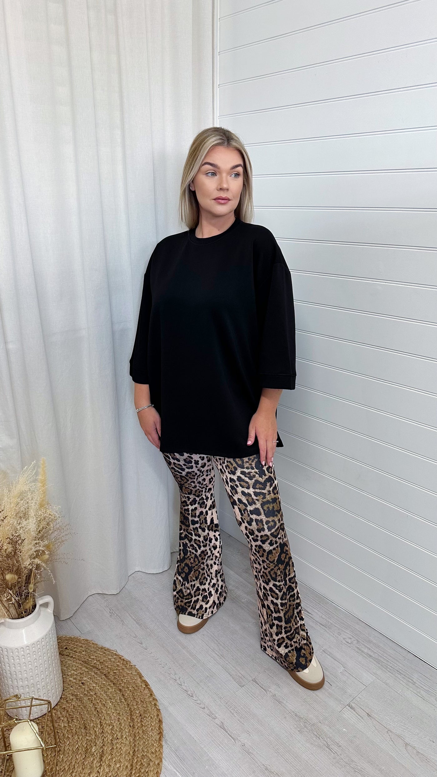 Drop Sleeve Oversized T-Shirt - BLACK