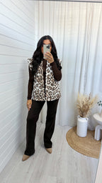 Leopard Print Metallic Eye Waistcoat