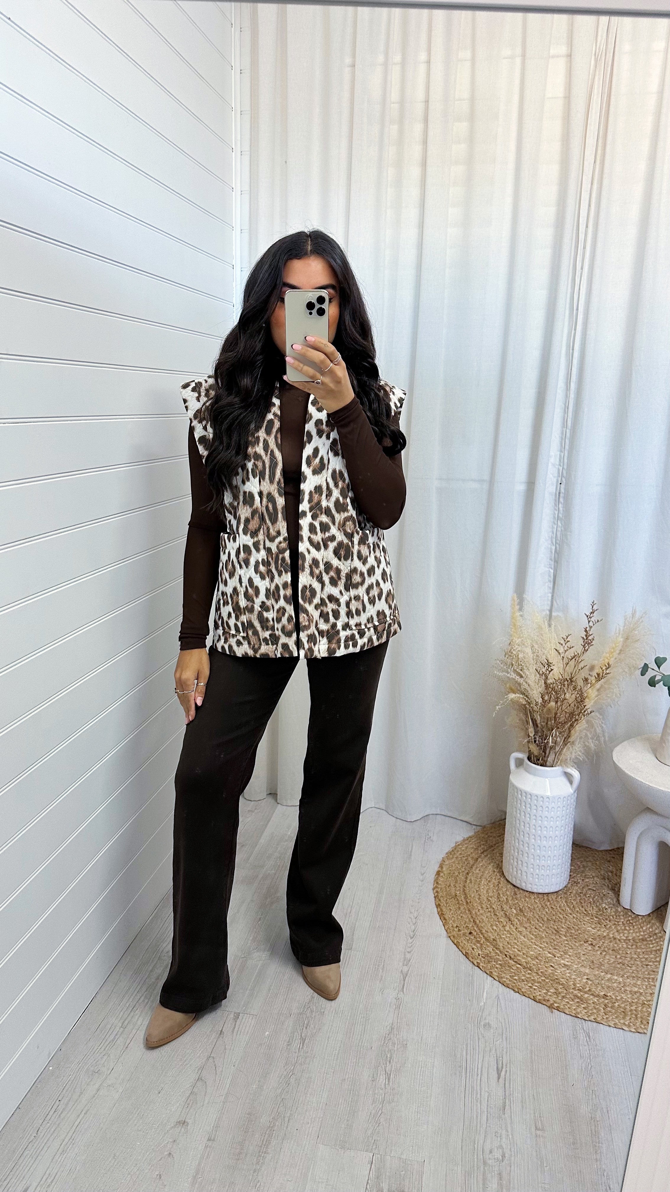 Leopard Print Metallic Eye Waistcoat