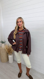 Cinch Waist Peplum Leather Jacket - BURGUNDY