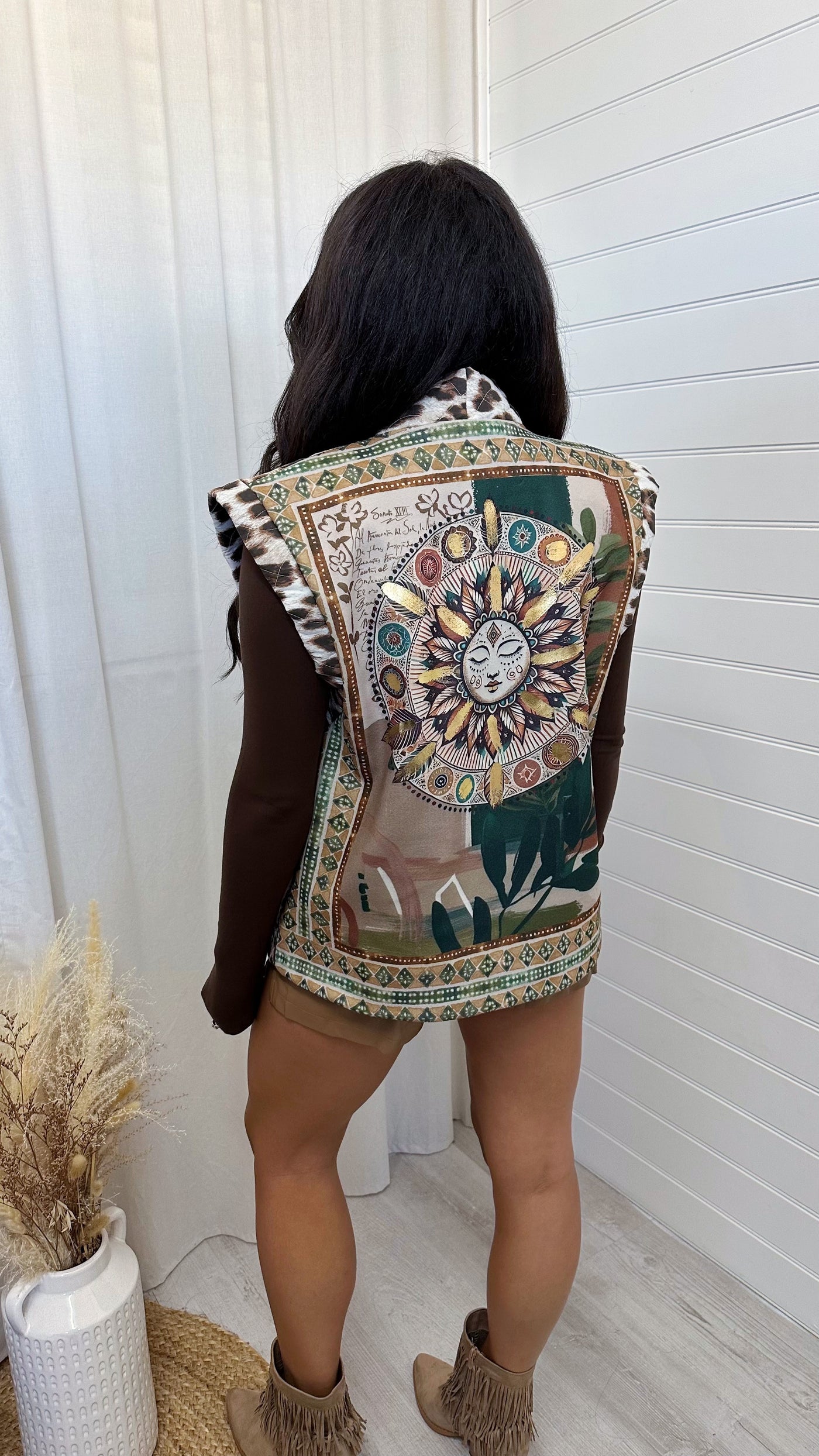 Leopard Print Celestial Sun Waistcoat