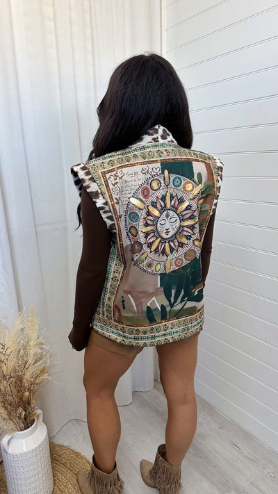 Leopard Print Celestial Sun Waistcoat