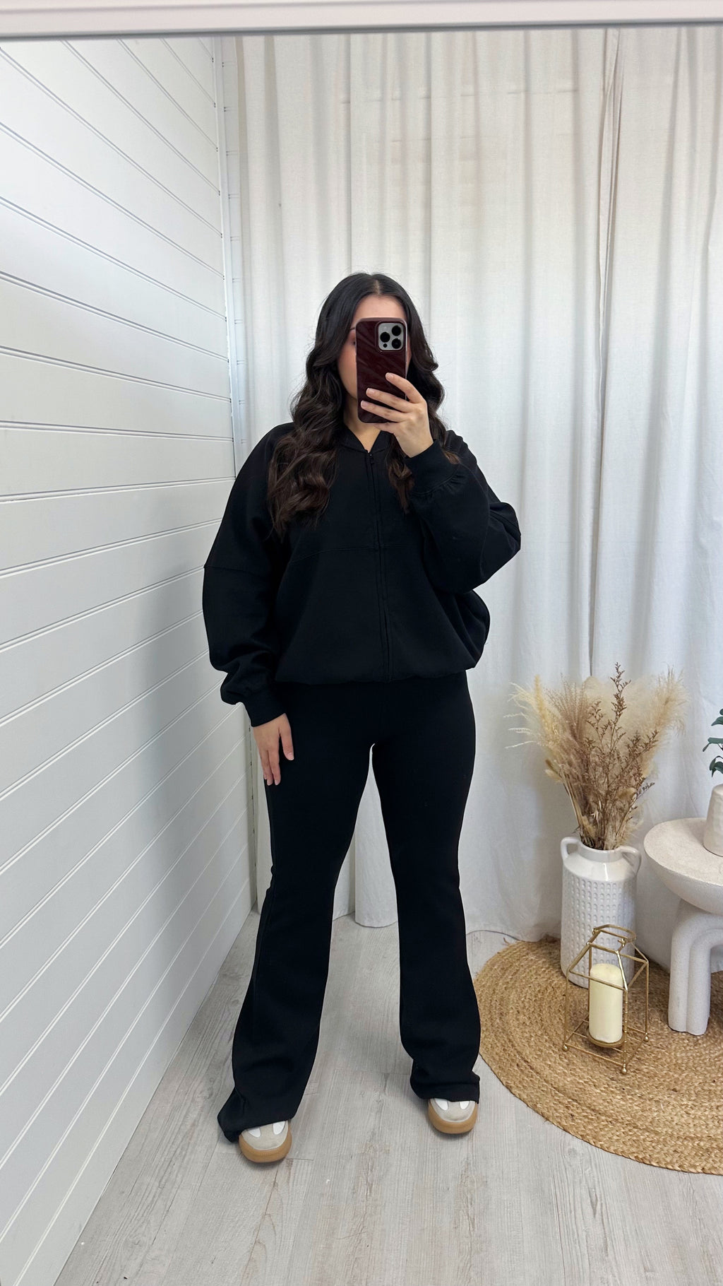 Bomber Jacket and Flare Joggers Co-Ord - BLACK