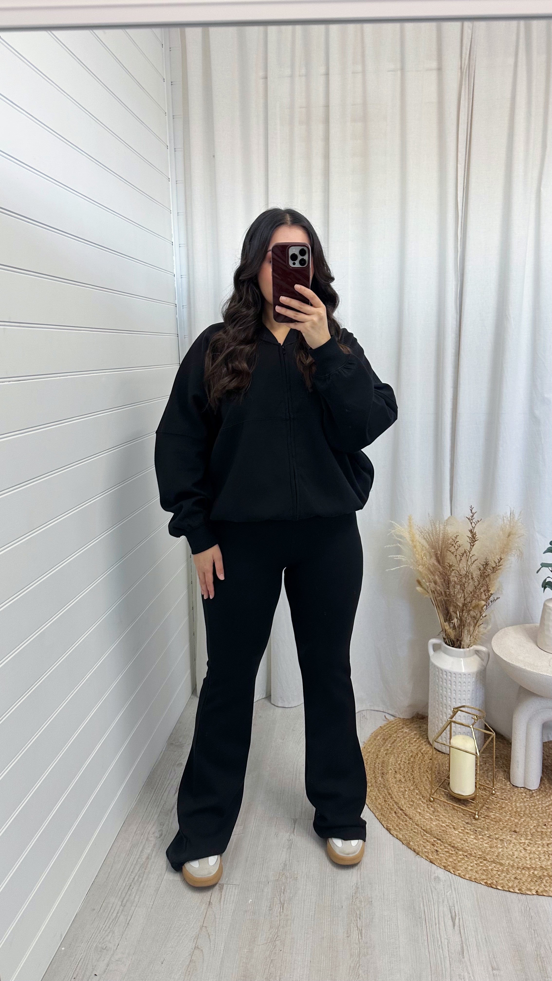 Bomber Jacket and Flare Joggers Co-Ord - BLACK