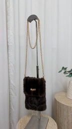 Faux Fur Mini Bag - BROWN